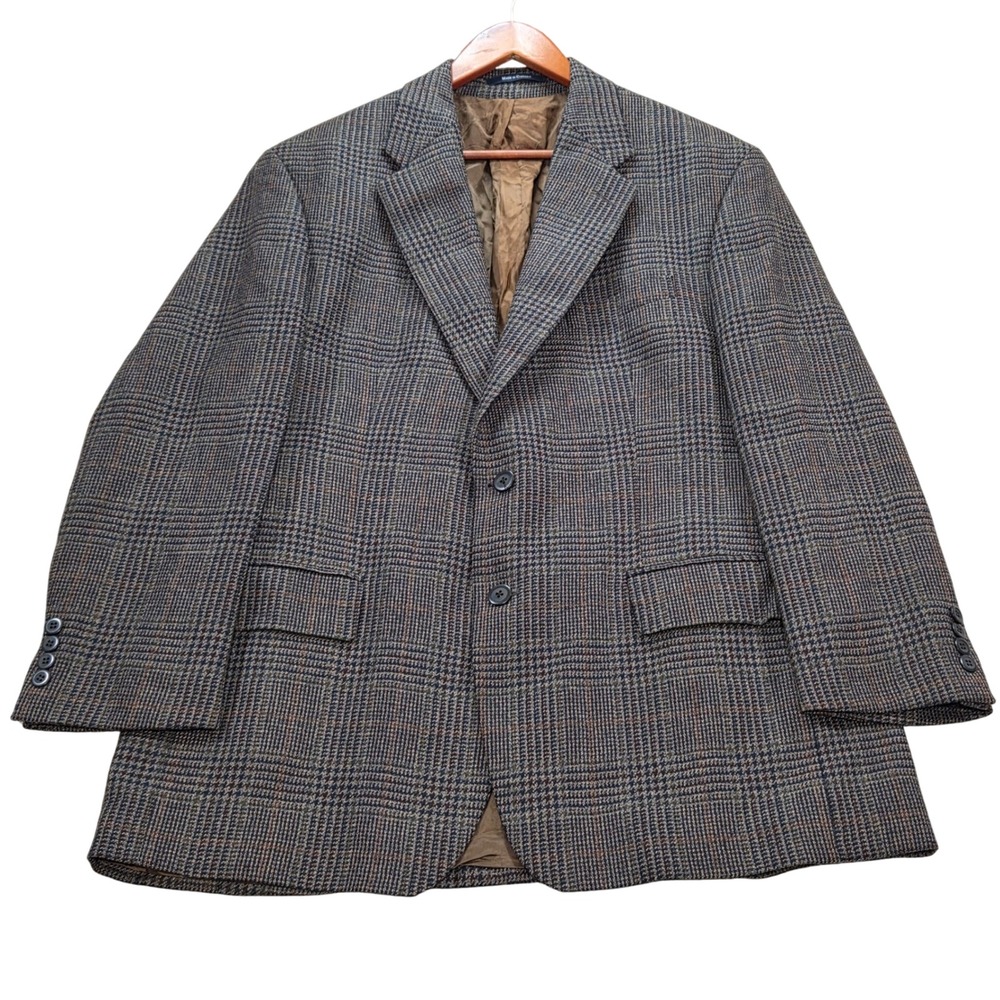 Chaps by Ralph Lauren Mens 44R Brown Plaid Wool Blazer‎ Sport Coat Jacket